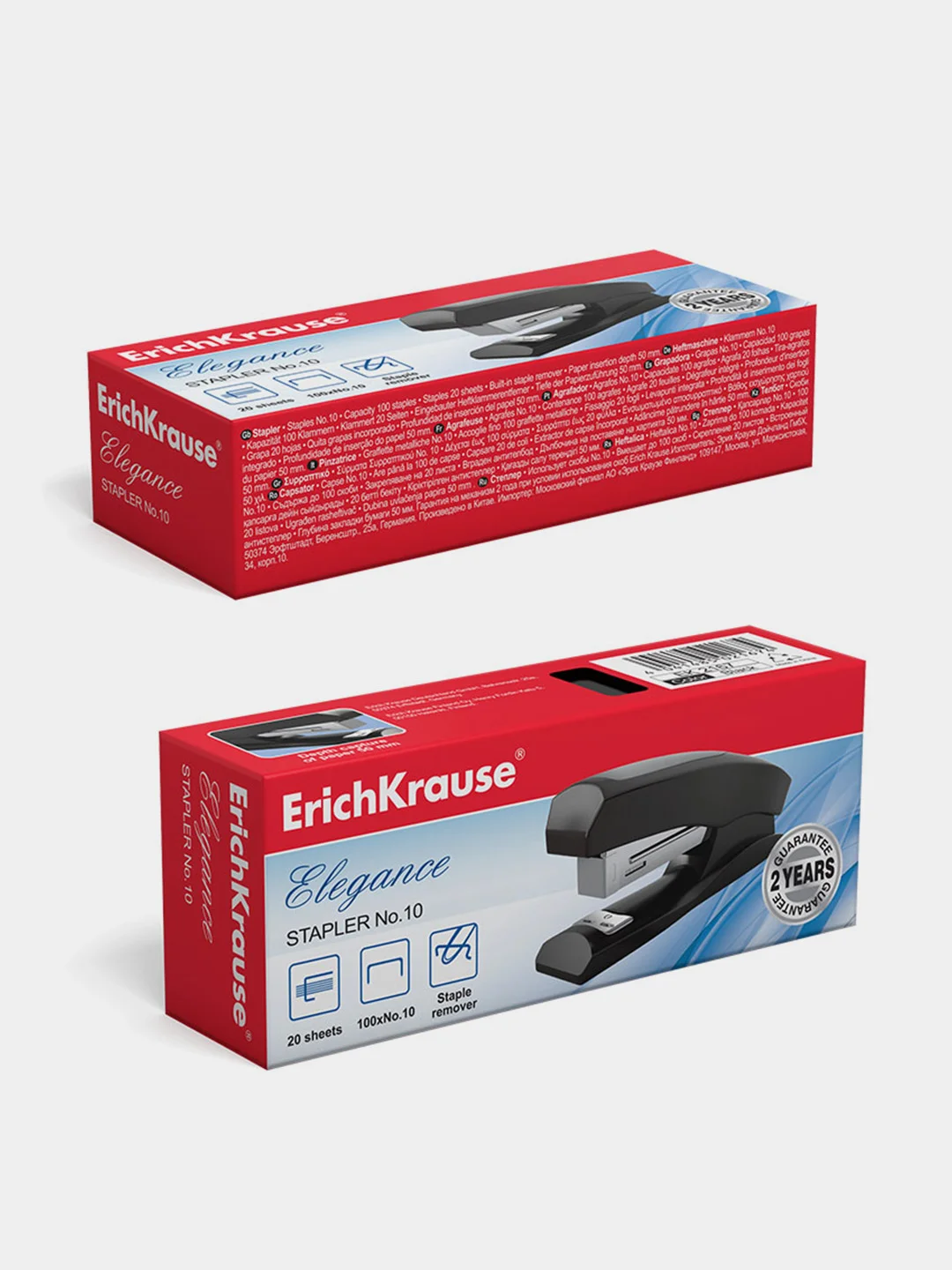 Степлер №10 ErichKrause® Elegance до 20 листов, черный (в коробке по 1 шт.)