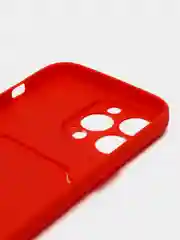 Красный чехол для iPhone 12, 13, Pro Max, 7, 8, SE 2020 с карманом для карт защита камеры динамика