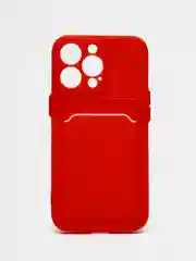 Красный чехол для iPhone 12, 13, Pro Max, 7, 8, SE 2020 с карманом для карт защита камеры динамика
