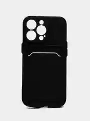 Черный чехол для iPhone 12, 13, Pro Max, 7, 8, SE 2020 с карманом для карт защита камеры динамика