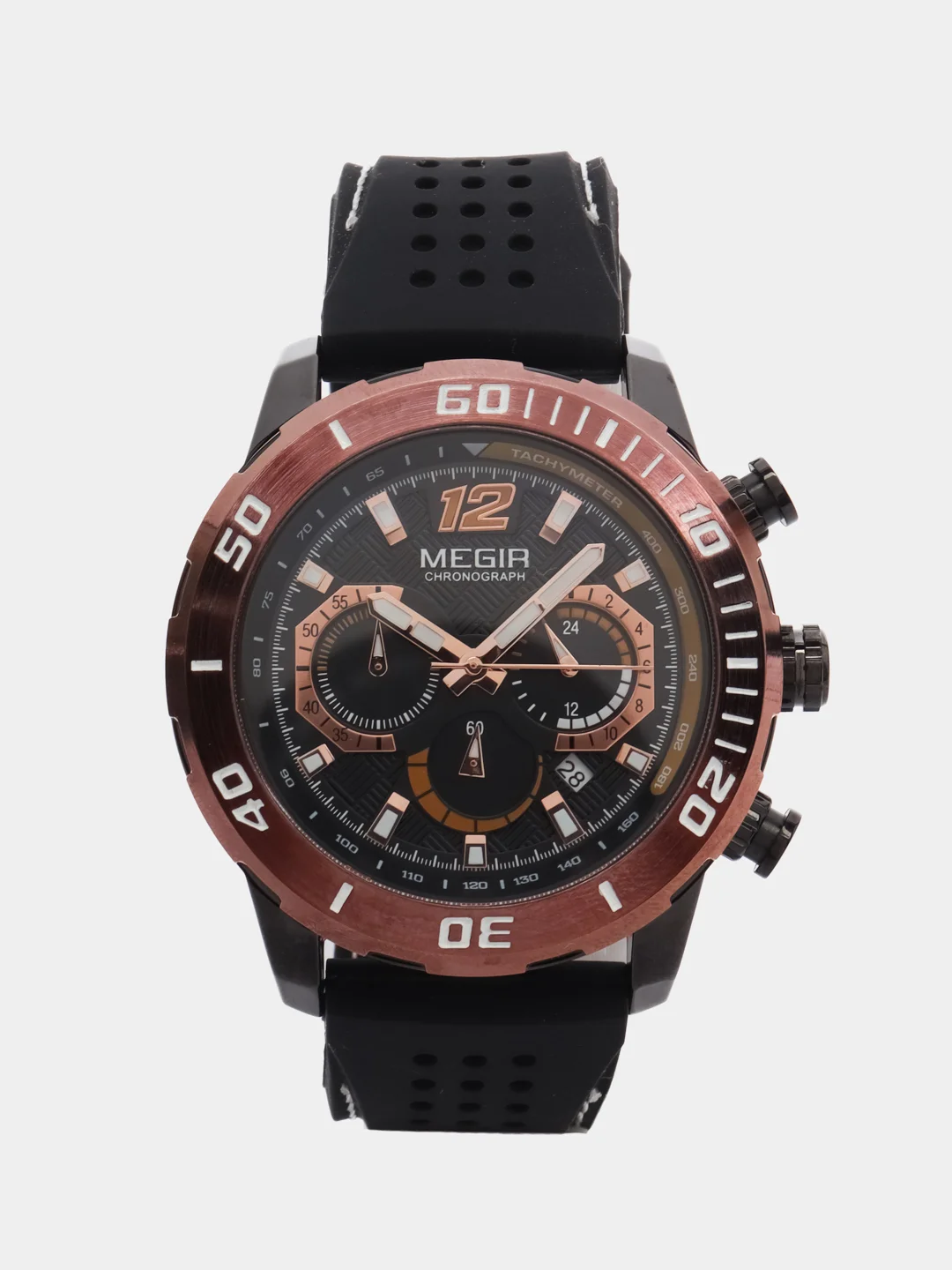 Черный мужские наручные часы Megir MN2109G, с хронографом, в подарочной упаковке