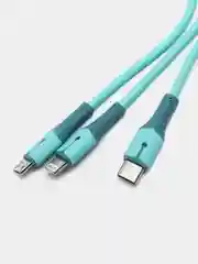 Бирюзовый кабель для зарядки Type-C (белый) в упаковке / провод 1 м / тайп си / зарядка для телефона