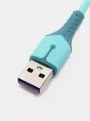 Бирюзовый кабель для зарядки Type-C (белый) в упаковке / провод 1 м / тайп си / зарядка для телефона
