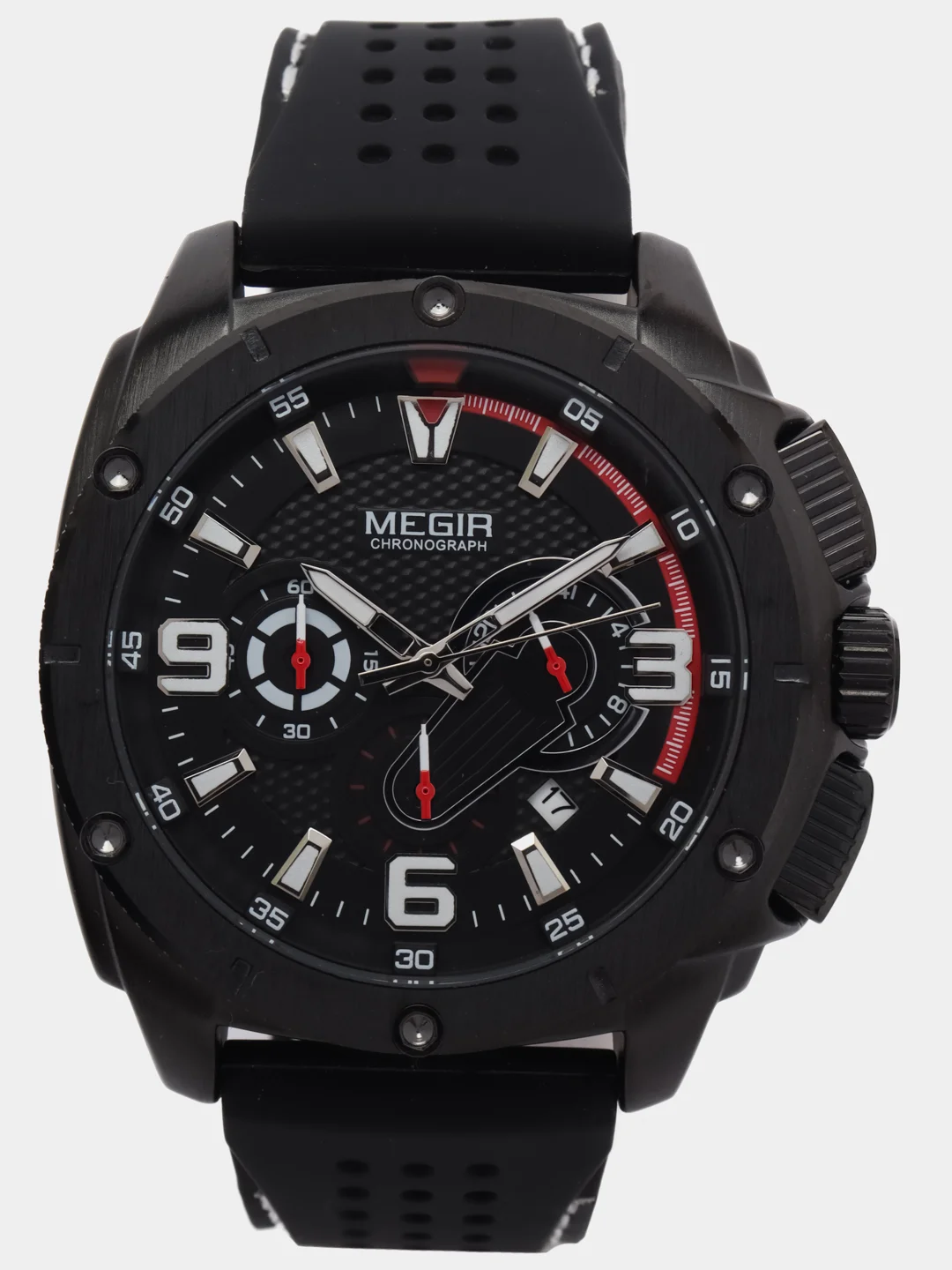 Черный мужские наручные часы Megir MN2147G, с хронографом, в подарочной упаковке