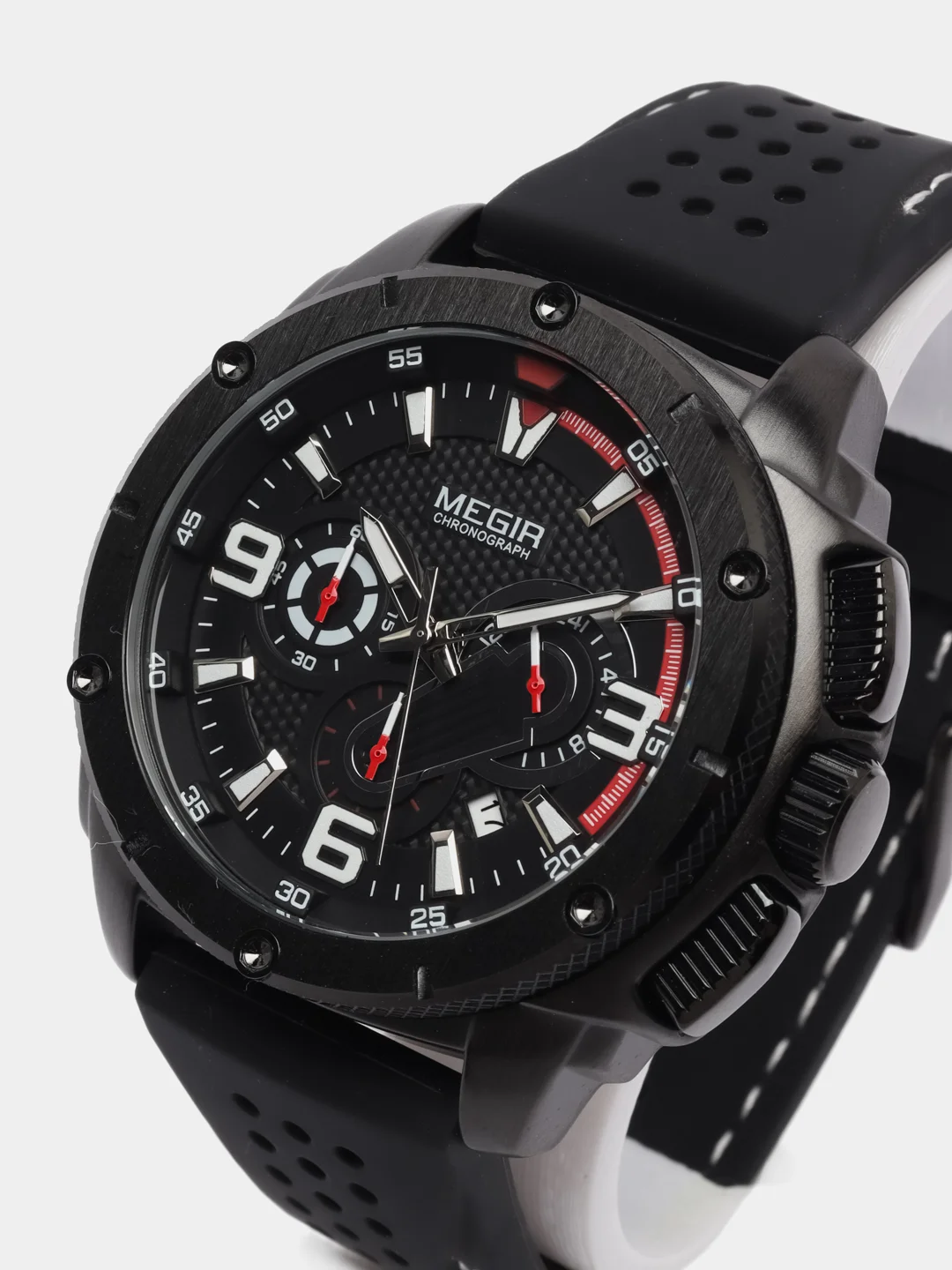Черный мужские наручные часы Megir MN2147G, с хронографом, в подарочной упаковке