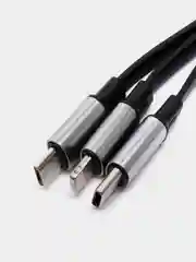 Черный кабель для зарядки Type-C (белый) в упаковке / провод 1 м / тайп си / зарядка для телефона