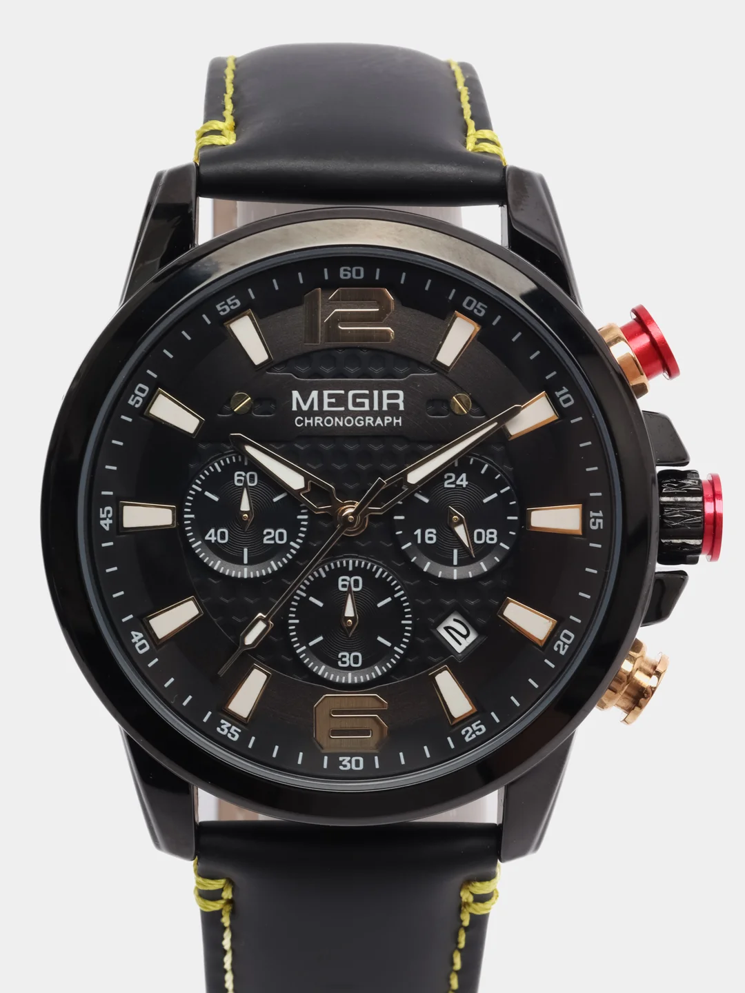 Черный мужские наручные часы Megir ML2156G, с хронографом, в подарочной упаковке