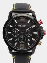 Черный мужские наручные часы Megir ML2156G, с хронографом, в подарочной упаковке