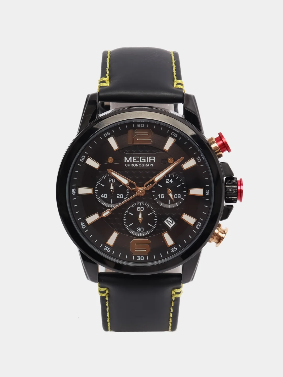 Черный мужские наручные часы Megir ML2156G, с хронографом, в подарочной упаковке
