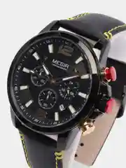 Черный мужские наручные часы Megir ML2156G, с хронографом, в подарочной упаковке