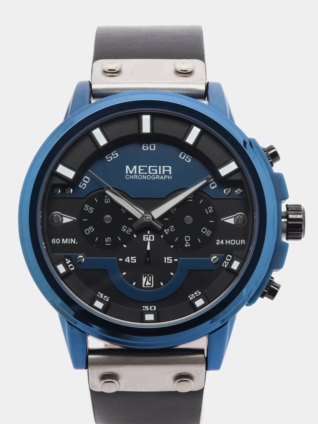 Синий мужские наручные часы Megir ML2080G, с хронографом, в подарочной упаковке