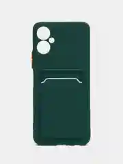 Зеленый силиконовый чехол для Tecno Spark 9 Pro Техно Спарк 9 Про с карманом для карт, прозрачный