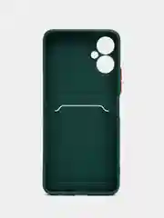 Зеленый силиконовый чехол для Tecno Spark 9 Pro Техно Спарк 9 Про с карманом для карт, прозрачный