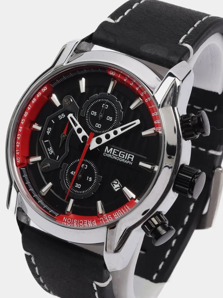 Черный мужские наручные часы Megir ML2104G с хронографом, в подарочной упаковке