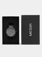 Черный мужские наручные часы Megir MS2153G, с хронографом, в подарочной упаковке