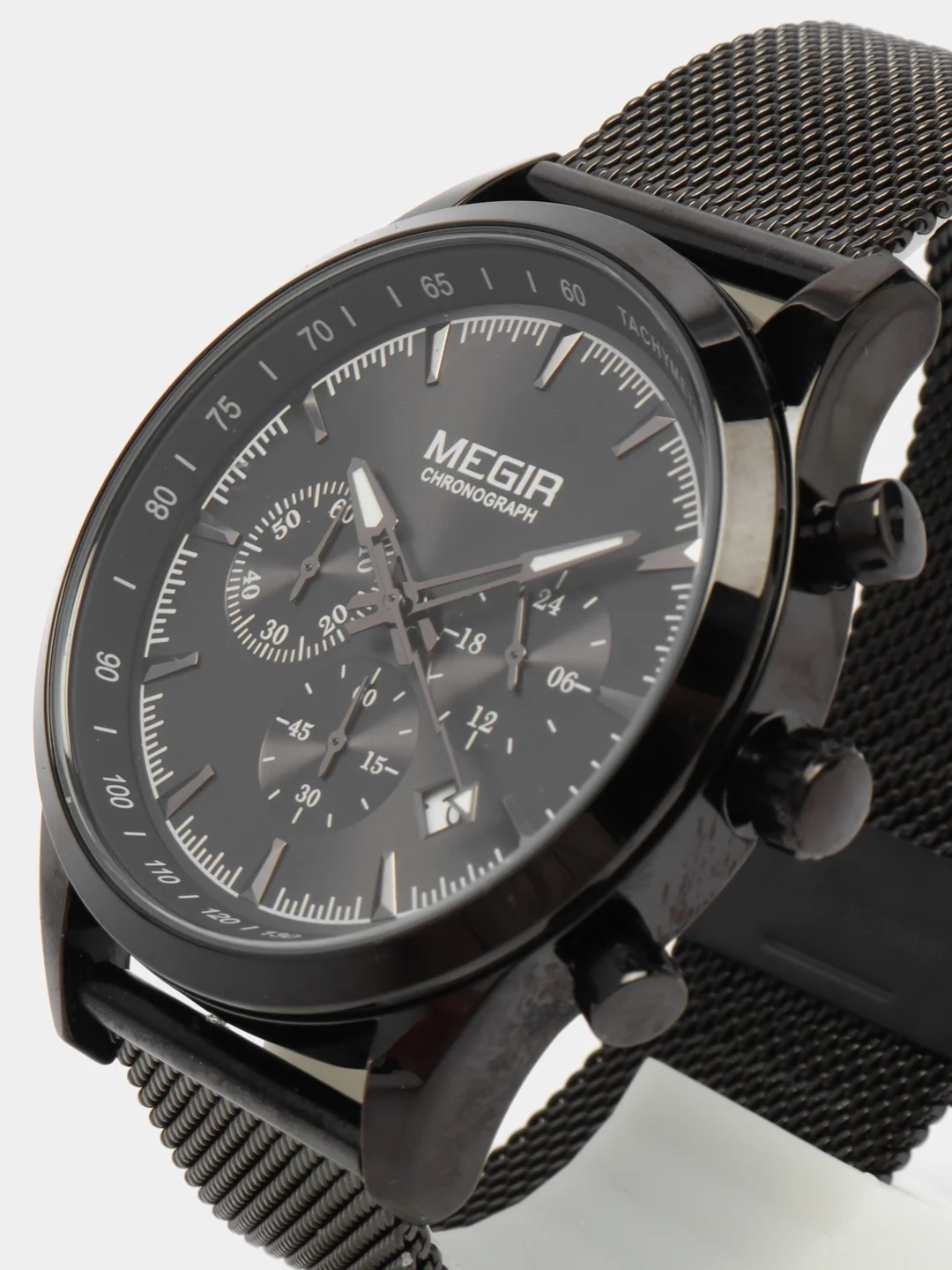 Черный мужские наручные часы Megir MS2153G, с хронографом, в подарочной упаковке