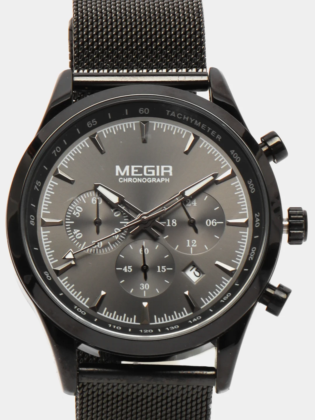 Черный мужские наручные часы Megir MS2153G, с хронографом, в подарочной упаковке