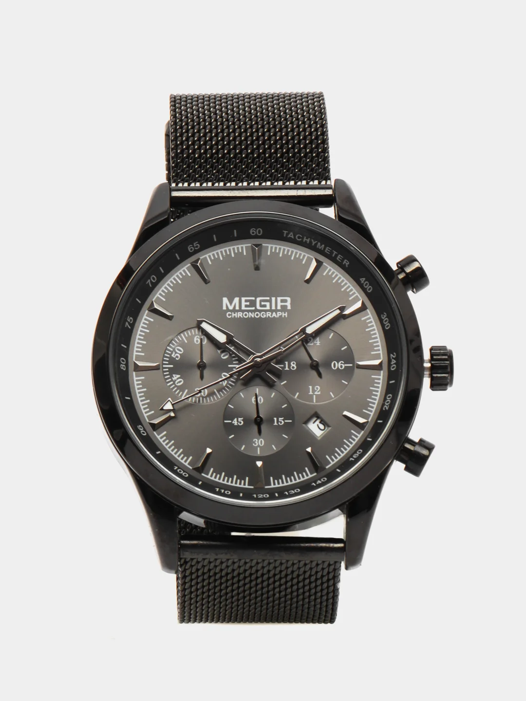 Черный мужские наручные часы Megir MS2153G, с хронографом, в подарочной упаковке