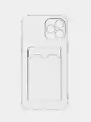 Чехол с карманом для карт iPhone 11/XR/12/13/XS/6s/7/8/SE/Pro/Max/Plus/mini, силиконовый