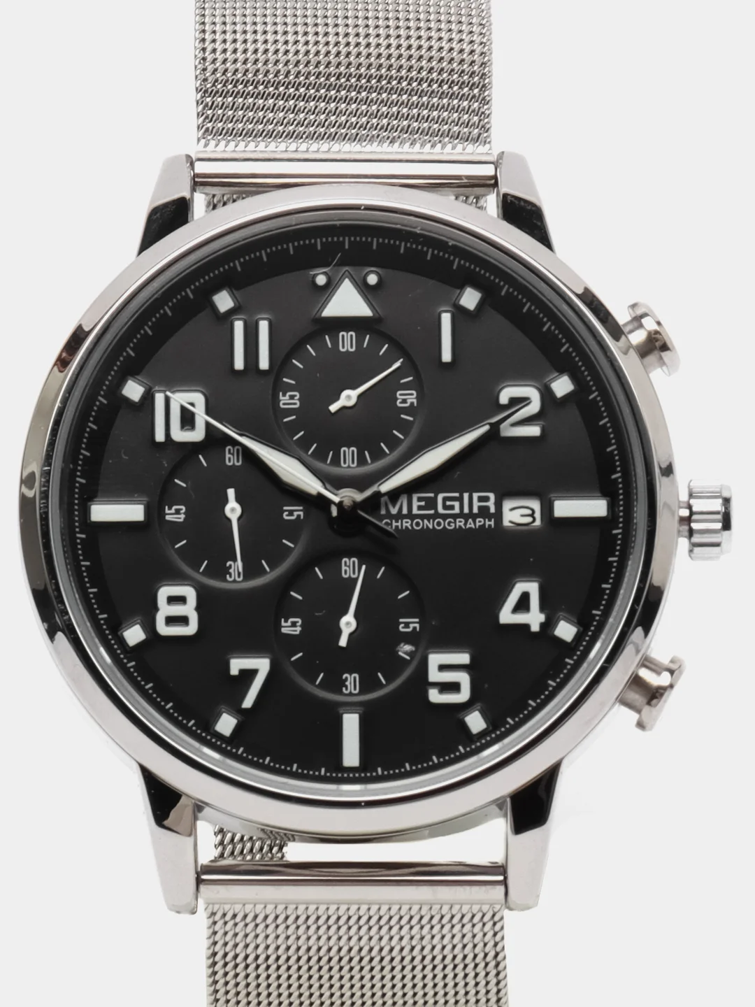 Серебряный мужские наручные часы Megir MS2157G, с хронографом, в подарочной упаковке