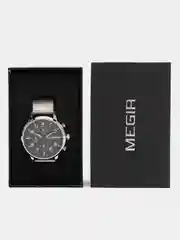 Серебряный мужские наручные часы Megir MS2157G, с хронографом, в подарочной упаковке