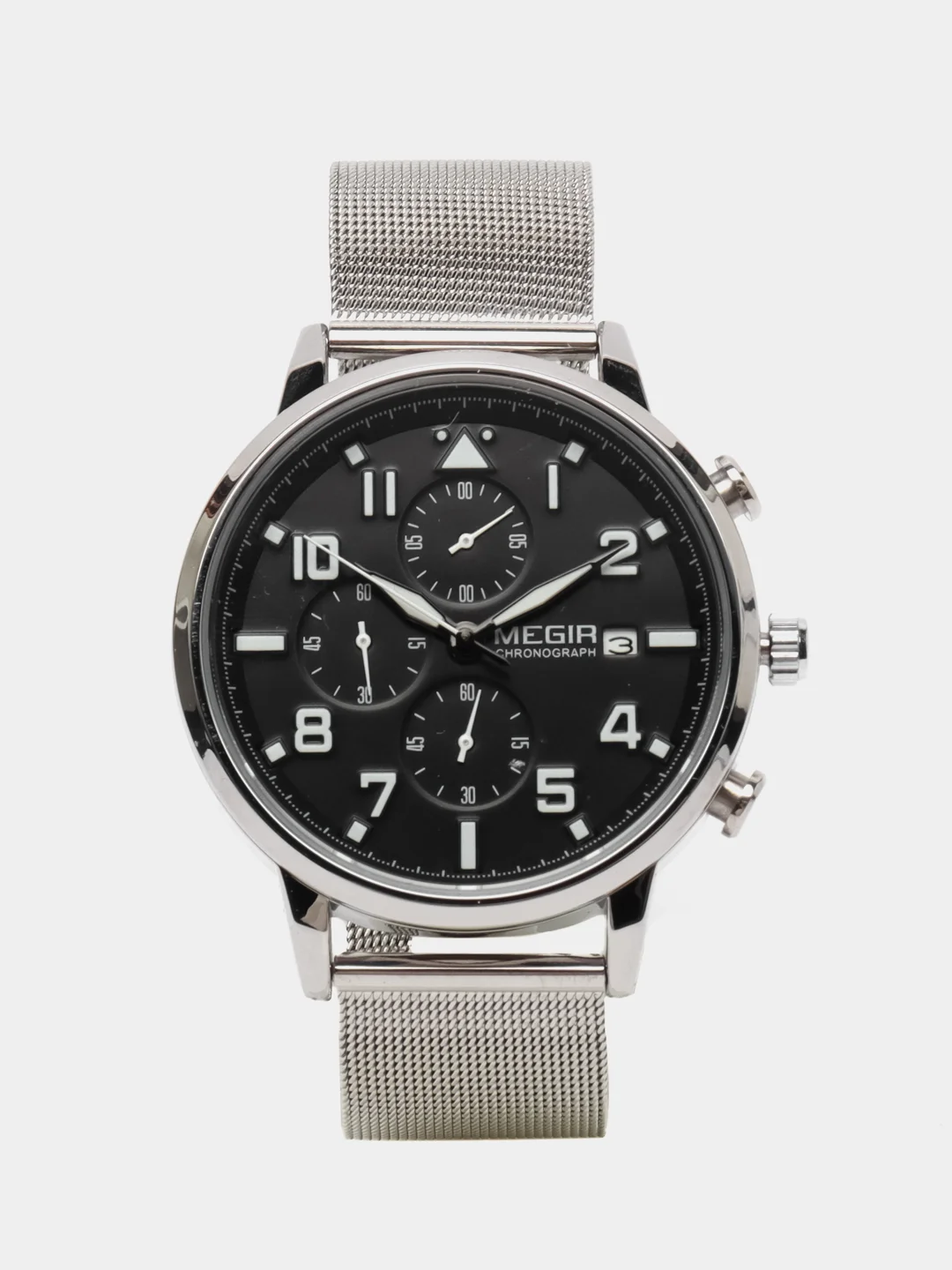 Серебряный мужские наручные часы Megir MS2157G, с хронографом, в подарочной упаковке