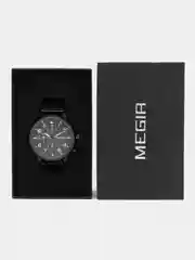 Черный мужские наручные часы Megir MS2157G, с хронографом, в подарочной упаковке