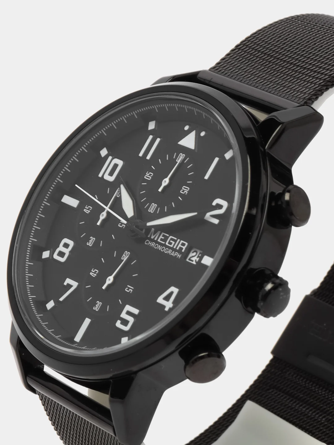 Черный мужские наручные часы Megir MS2157G, с хронографом, в подарочной упаковке