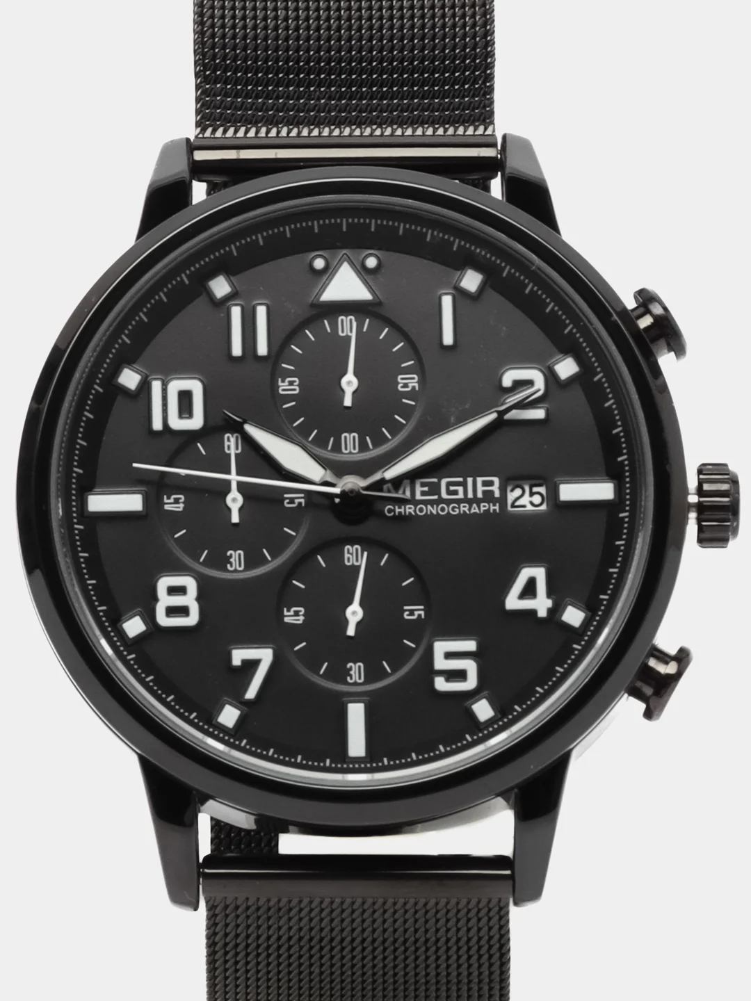 Черный мужские наручные часы Megir MS2157G, с хронографом, в подарочной упаковке
