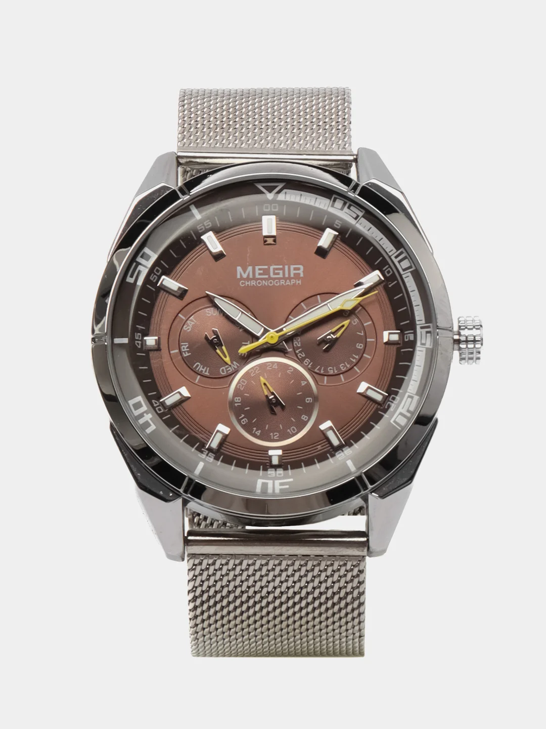 Коричневый мужские наручные часы Megir MS2072G, с хронографом, в подарочной упаковке