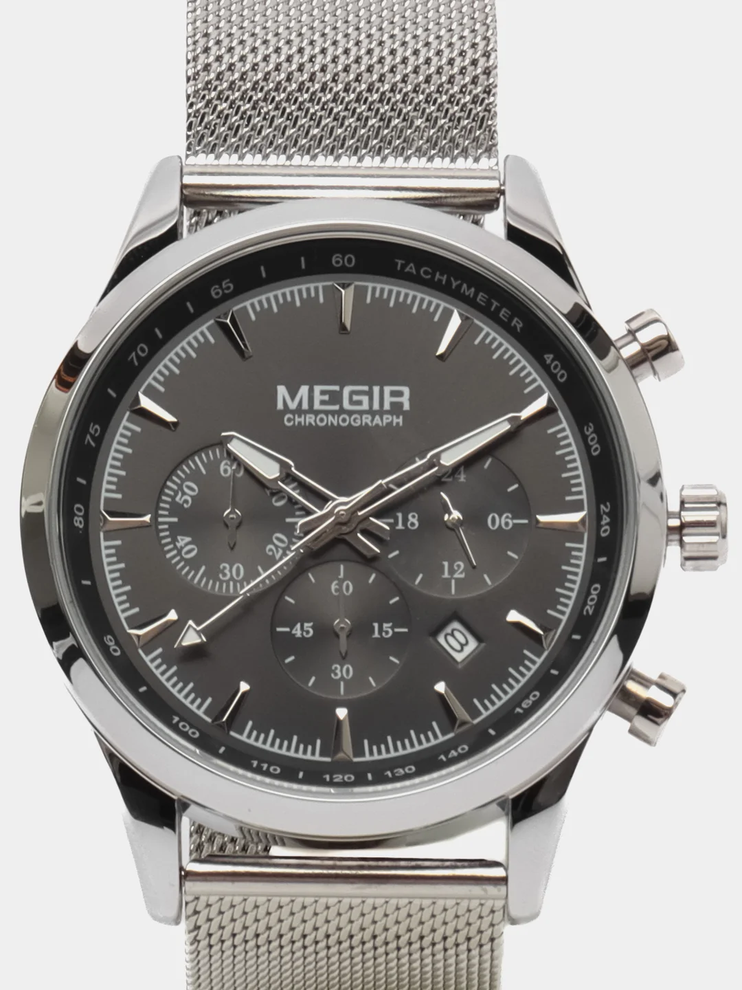 Серебряный мужские наручные часы Megir MS2153G, с хронографом, в подарочной упаковке