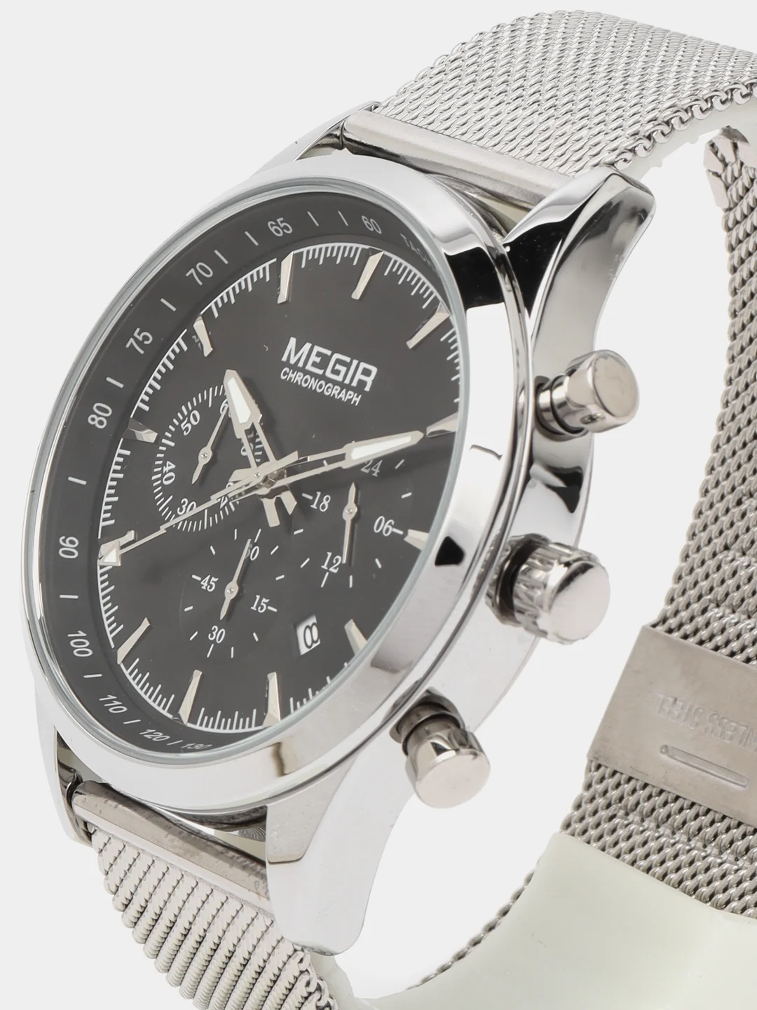 Серебряный мужские наручные часы Megir MS2153G, с хронографом, в подарочной упаковке