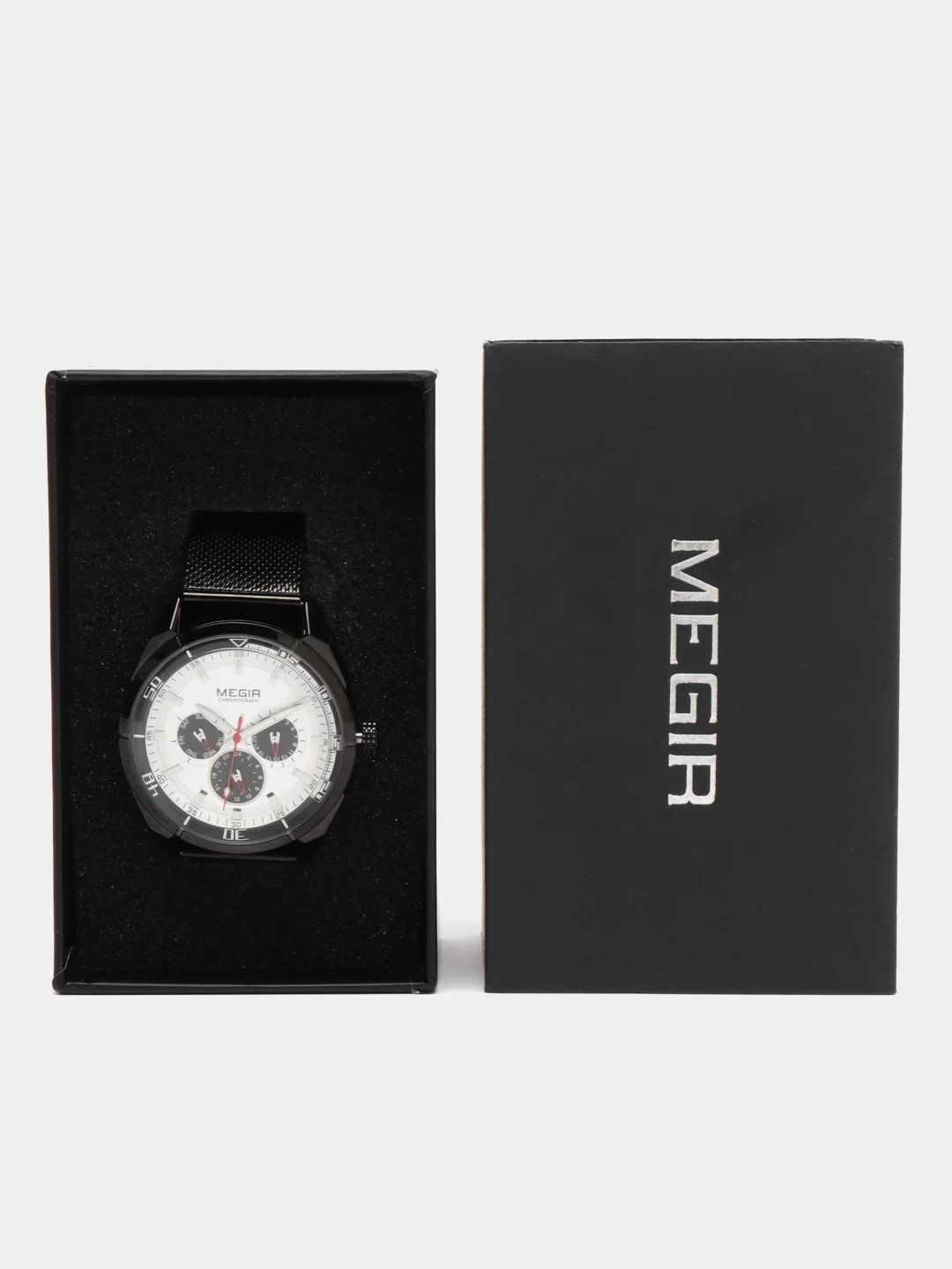 Серебряный мужские наручные часы Megir MS2072G, с хронографом, в подарочной упаковке
