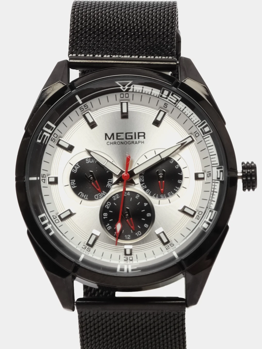 Серебряный мужские наручные часы Megir MS2072G, с хронографом, в подарочной упаковке