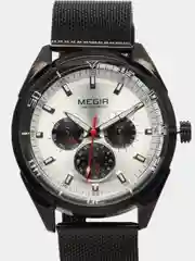 Серебряный мужские наручные часы Megir MS2072G, с хронографом, в подарочной упаковке