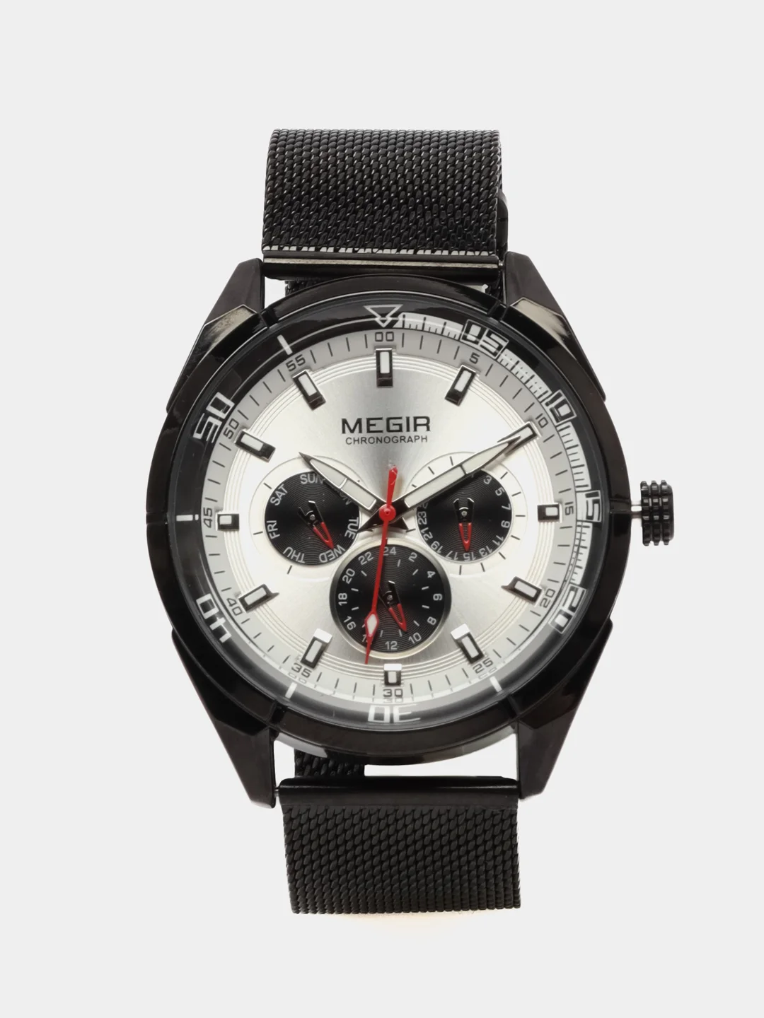Серебряный мужские наручные часы Megir MS2072G, с хронографом, в подарочной упаковке