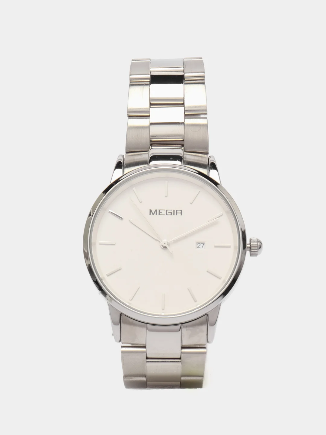 Серебряный мужские наручные часы Megir MS2164G, с календарём, в подарочной упаковке