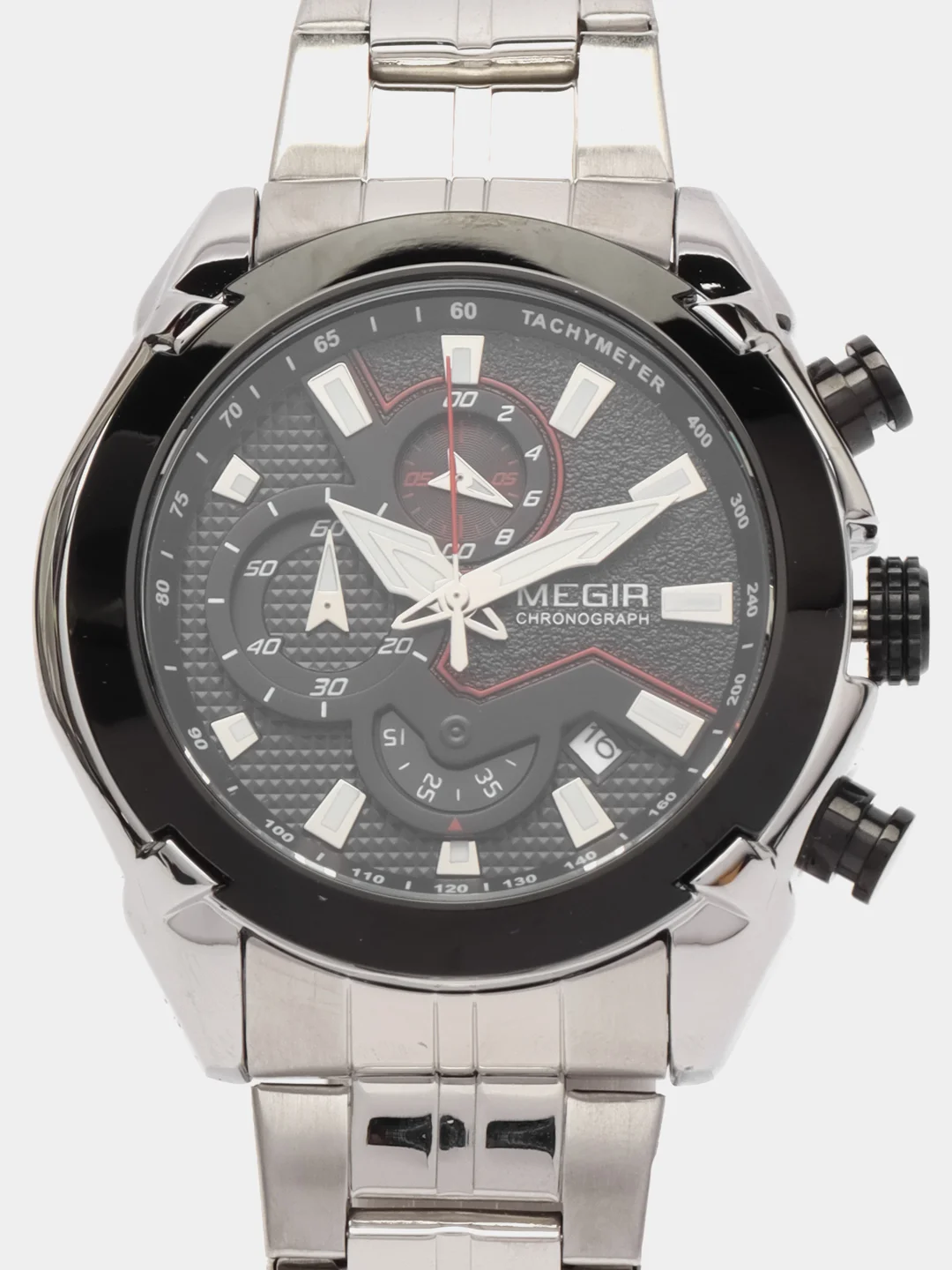 Серебряный мужские наручные часы Megir MS2065G, с хронографом, в подарочной упаковке