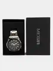 Серебряный мужские наручные часы Megir MS2065G, с хронографом, в подарочной упаковке