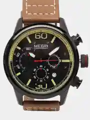 Хаки мужские наручные часы Megir ML2110G с хронографом, в подарочной упаковке