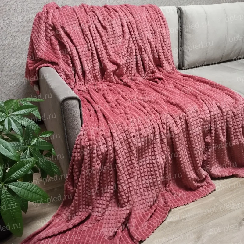 Коралловый плед-покрывало "Кубик", 2 размера, разные цвета
