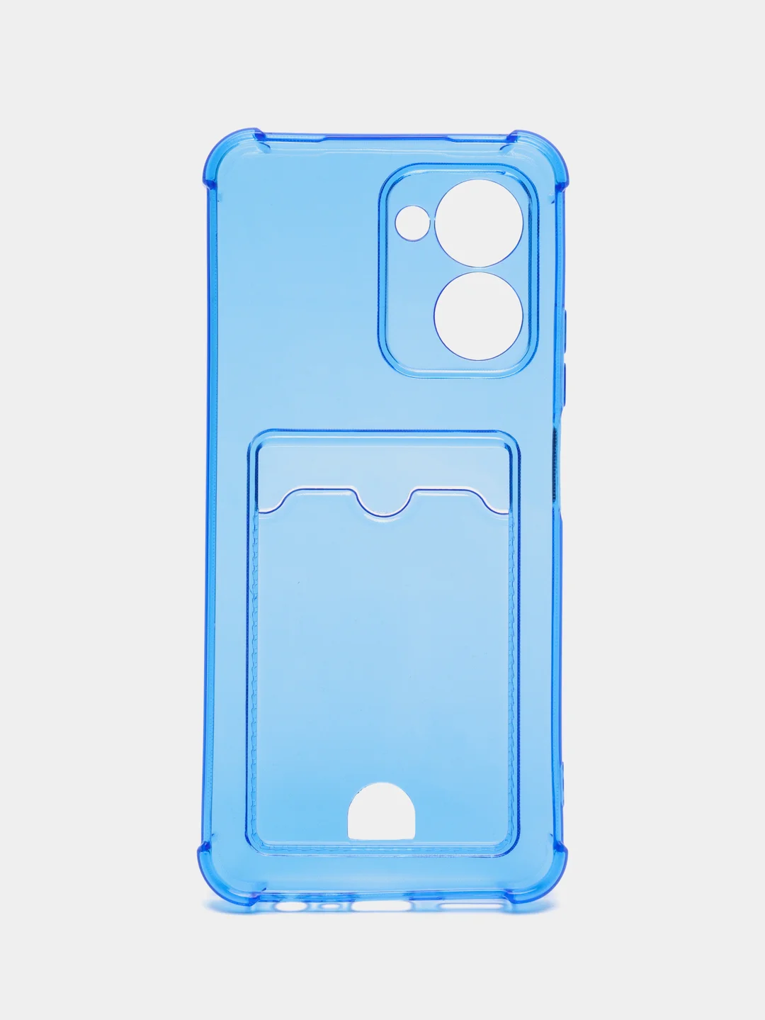 Голубой чехол для Realme C33 / Реалми С33 прозрачный, с карманом для карты