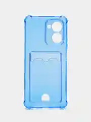 Голубой чехол для Realme C33 / Реалми С33 прозрачный, с карманом для карты