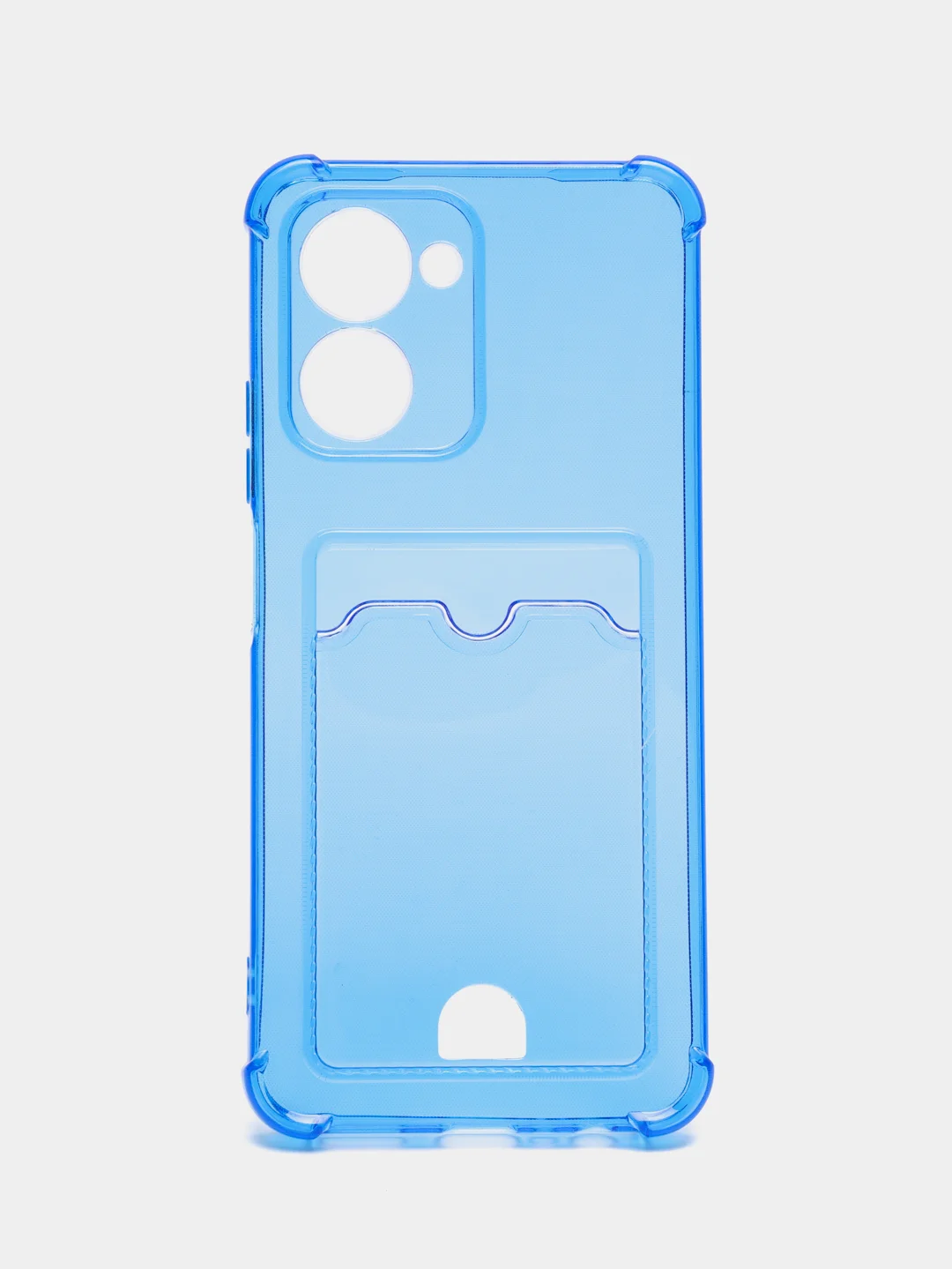 Голубой чехол для Realme C33 / Реалми С33 прозрачный, с карманом для карты
