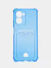 Голубой чехол для Realme C33 / Реалми С33 прозрачный, с карманом для карты