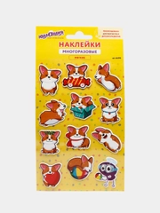 Наклейки стикеры детские набор зефирные "Корги", многоразовые, 661791