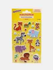 Наклейки стикеры детские набор зефирные "Сафари", многоразовые, 661802
