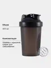 Черный шейкер спортивный со спиралью , 400 мл