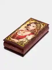 Желтый шкатулка жостовская роспись, 9 x 18 см
