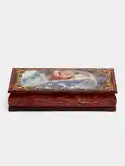 Голубой шкатулка жостовская роспись, 9 x 18 см